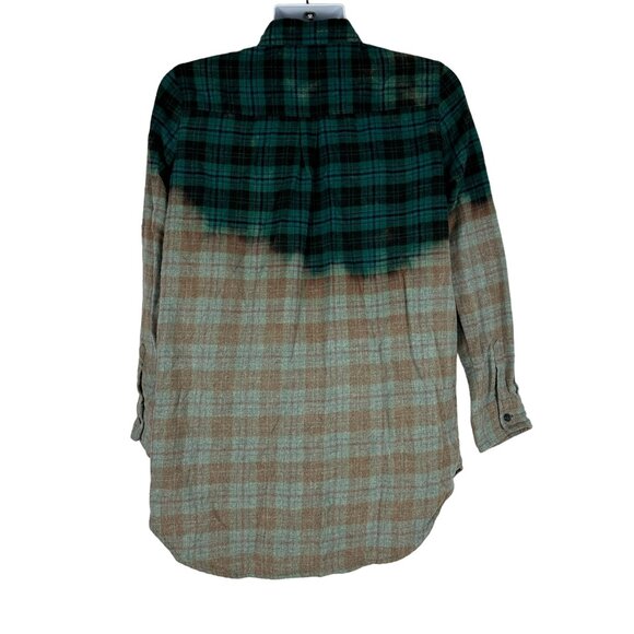 Falls Creek M Plaid Button-Up Shirt Green & Brown - Picture 2 of 5